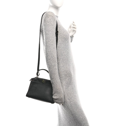 Fendi Cuoio Romano Selleria Bi-Color Mini Peekaboo Iconic Satchel Black Mou 2 of 9