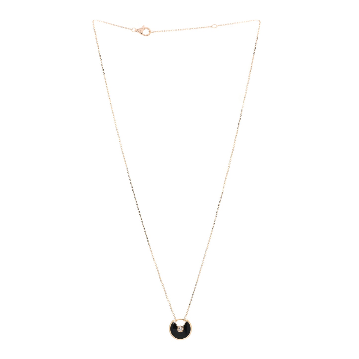 18K Pink Gold Diamond Black Onyx XS Amulette de Cartier Pendant Necklace