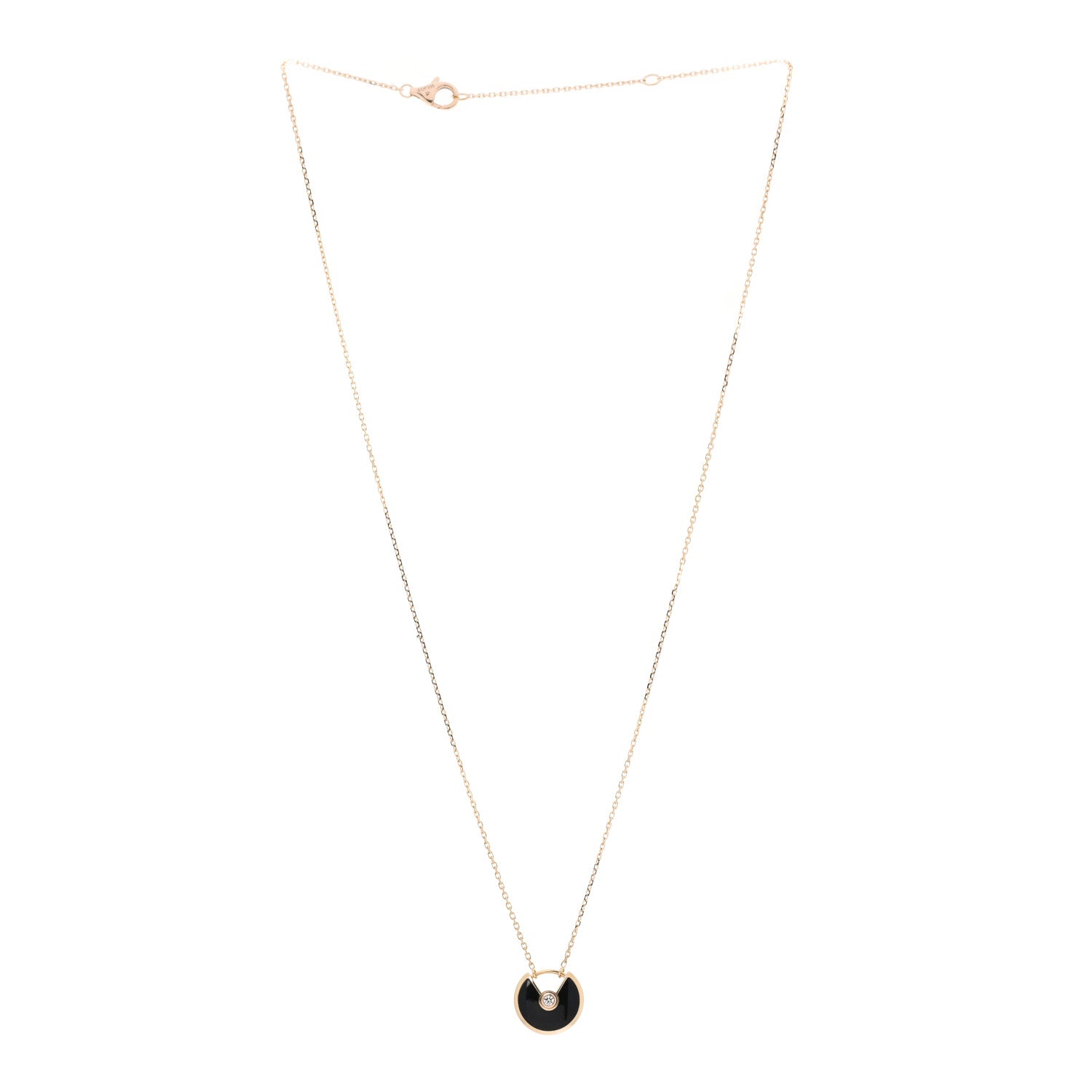 Cartier 18K Pink Gold Diamond Black Onyx XS Amulette de Cartier Pendant Necklace 3 of 6