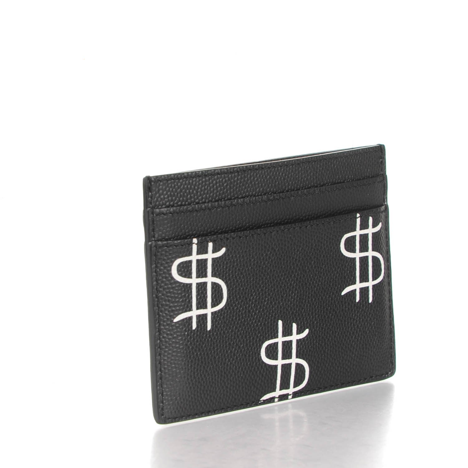 Saint Laurent Grain de Poudre Dollar Print Card Holder Black 3 of 7