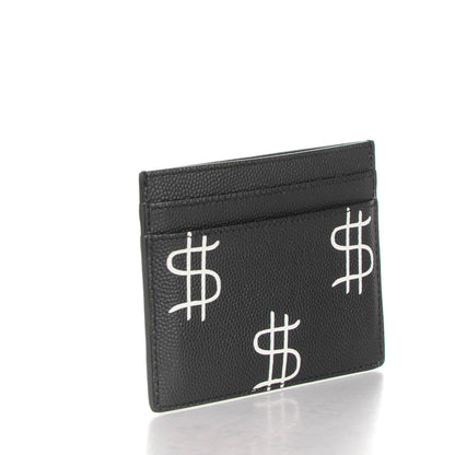 Saint Laurent Grain de Poudre Dollar Print Card Holder Black 3 of 7