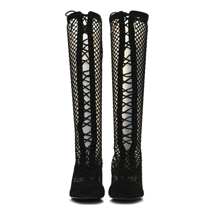 Christian Dior Suede Resille Naughtily-D 30mm Tall Boots 35 Black 2 of 9