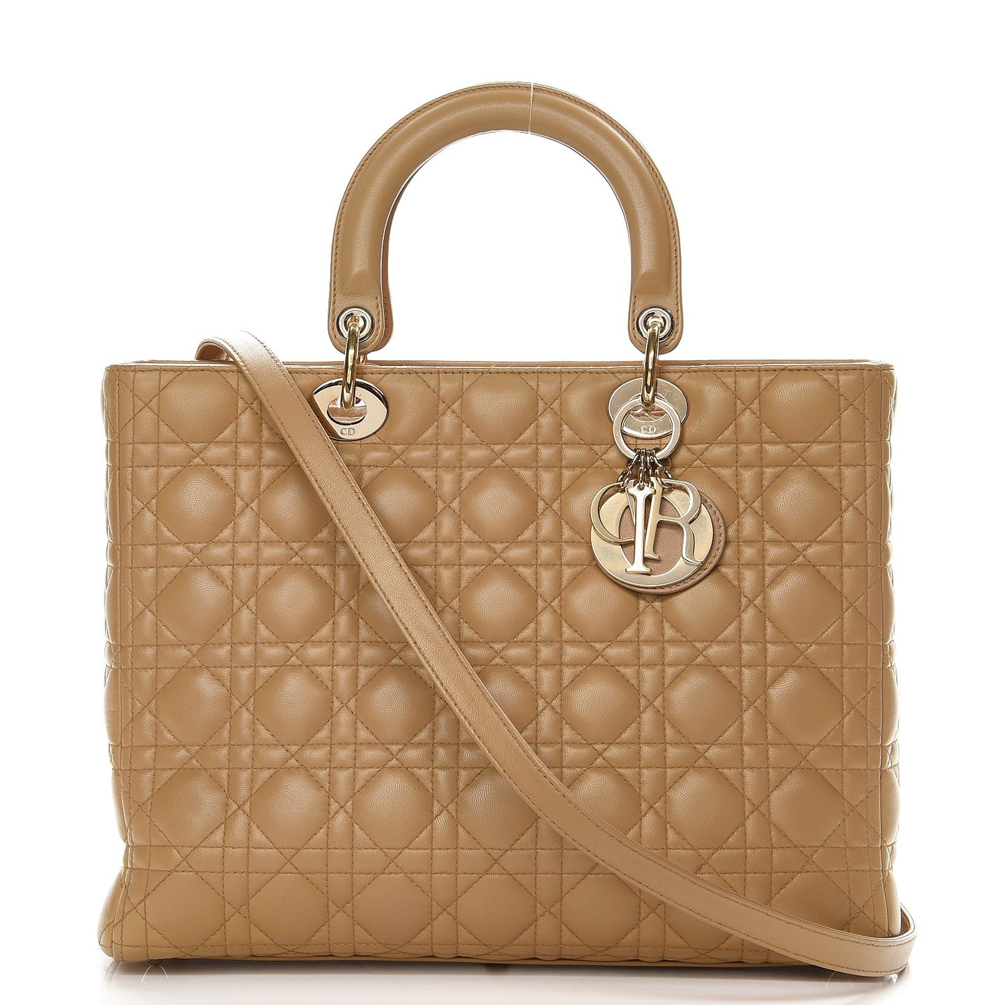 Lambskin Cannage Large Lady Dior Beige