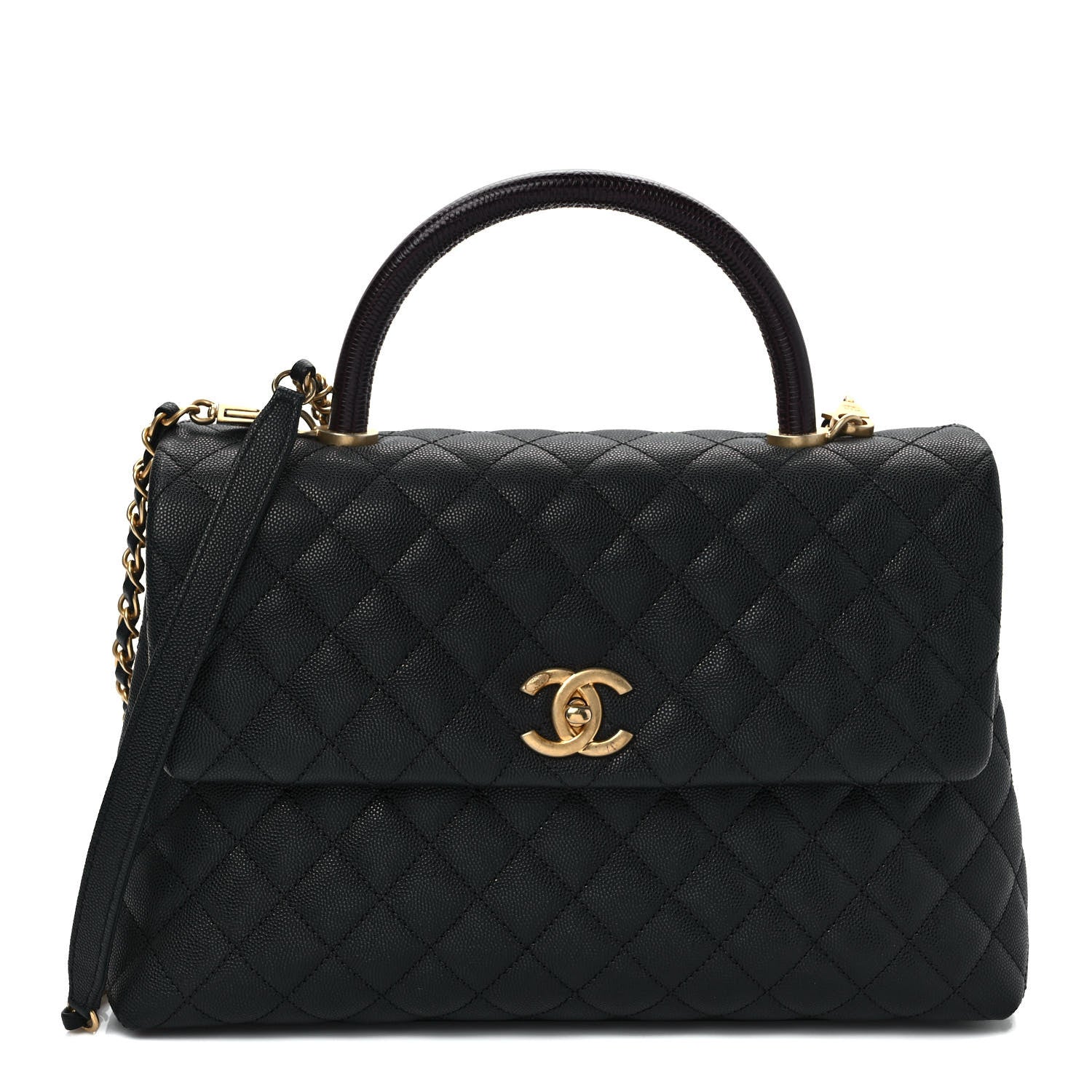 Chanel Caviar Lizard Quilted Medium Coco Handle Flap Black 1 of 8