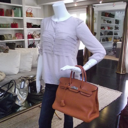 Hermes Taurillon Clemence Birkin 35 Orange 2 of 13