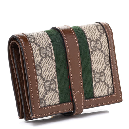 Gucci GG Supreme Monogram Textured Calfskin Web Jackie 1961 Card Case Beige Ebony Brown Sugar 3 of 7