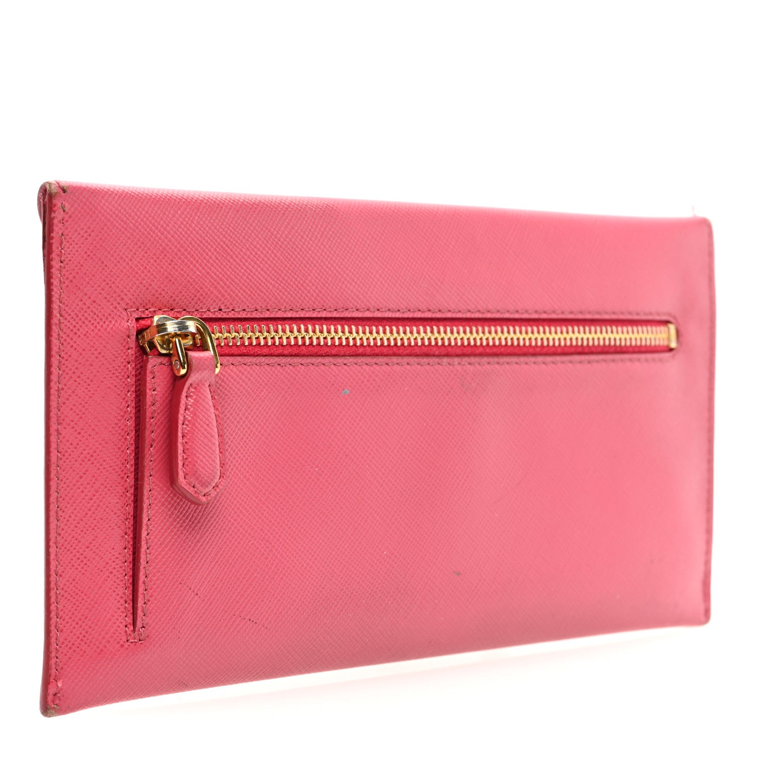 Prada Saffiano Metal Envelope Wallet Peonia 3 of 8