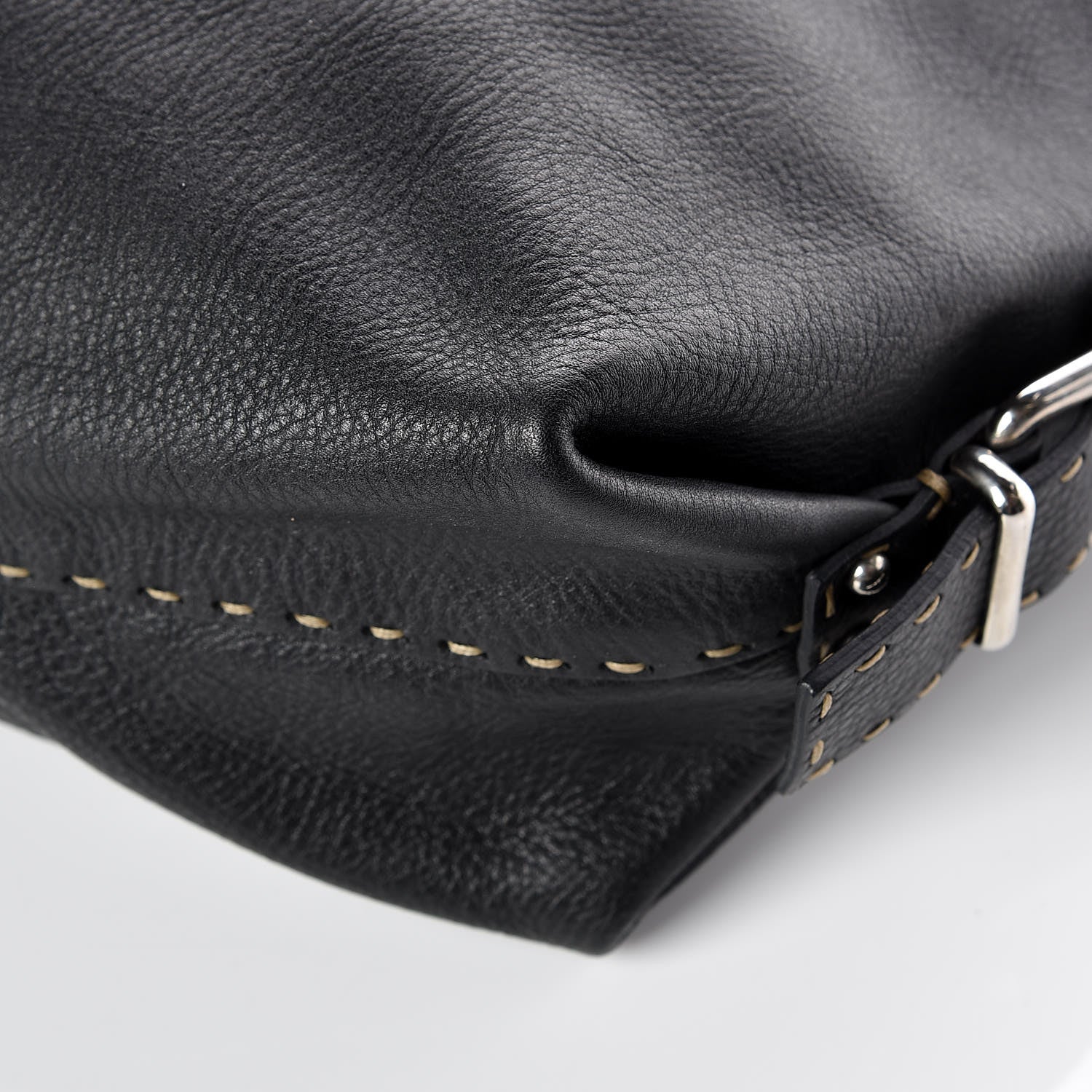 Fendi Calfskin Romano Large Selleria Hobo Black 11 of 14