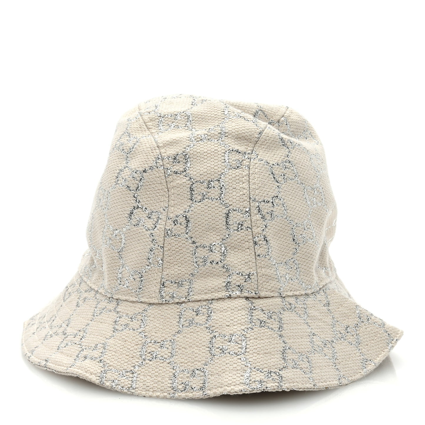 Canvas Lame GG Monogram Bucket Hat M Silver
