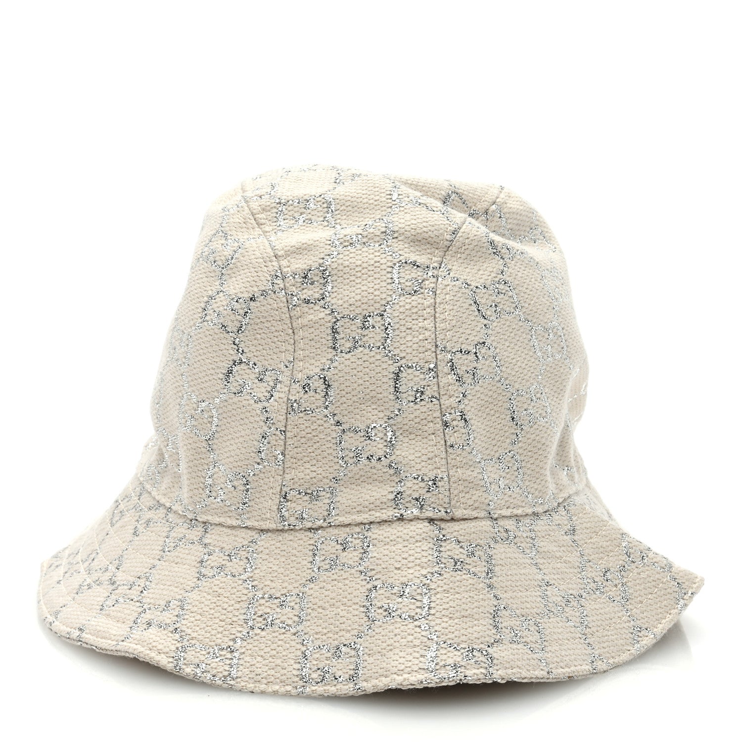 Gucci Canvas Lame GG Monogram Bucket Hat M Silver 3 of 8