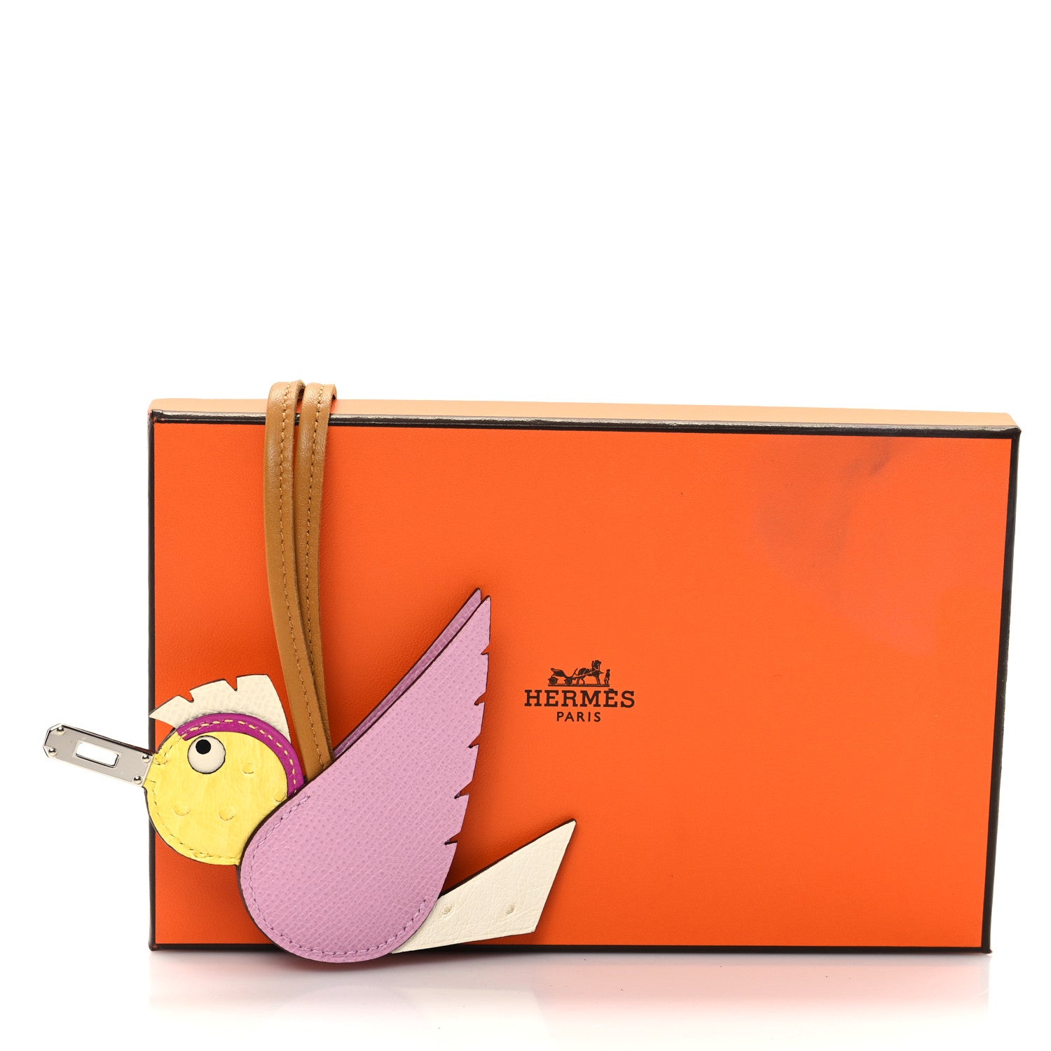 Hermes Ostrich Epsom Swift Birdy Bag Charm Mauve Sylvestre Nata Jaune Citron Magnolia Sesame 5 of 5