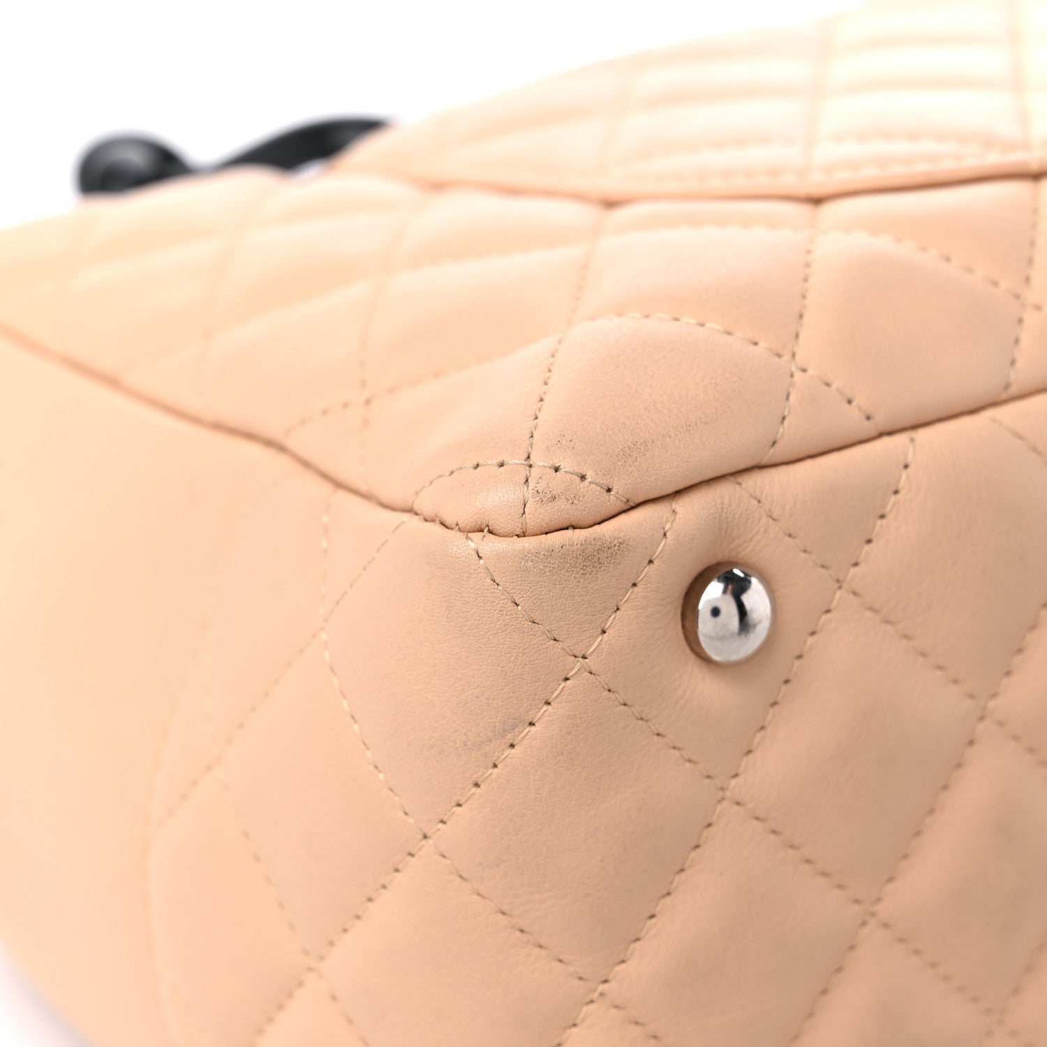 Chanel Calfskin Quilted Large Cambon Bowler Beige Black 10 of 14