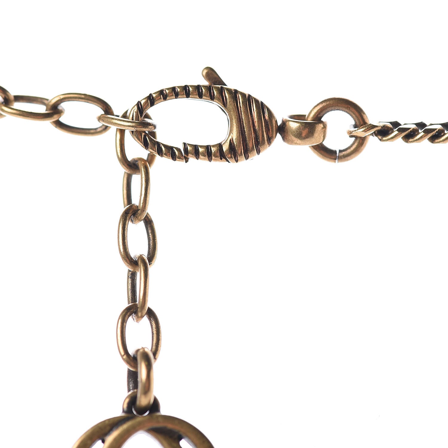 Gucci Metal Crystal Loved Short Necklace Aged Gold 5 of 8