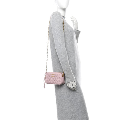 Miu Miu Nappa Matelasse Double Zip Chain Shoulder Bag Alabastro 2 of 12