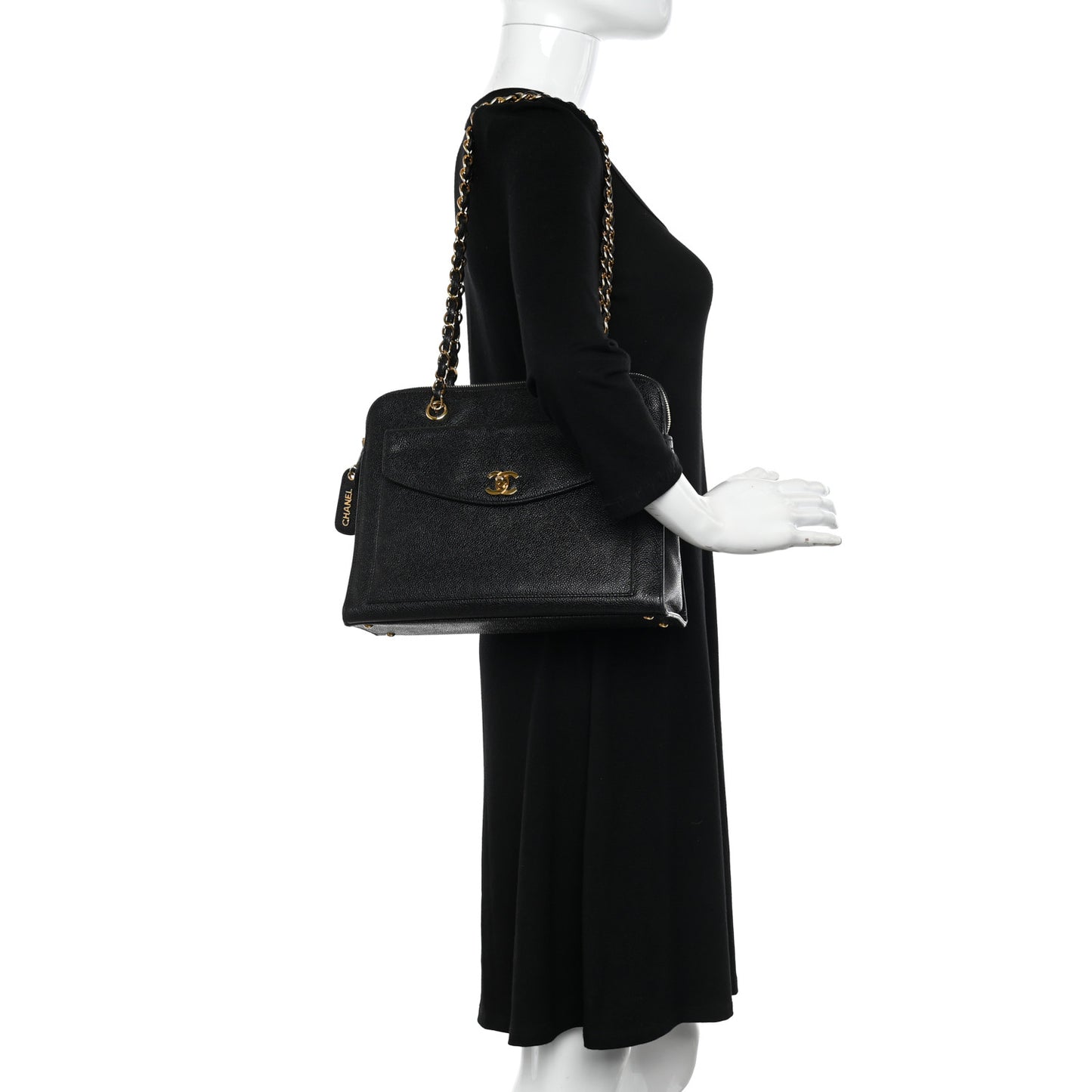 Caviar Flap Shoulder Bag Black