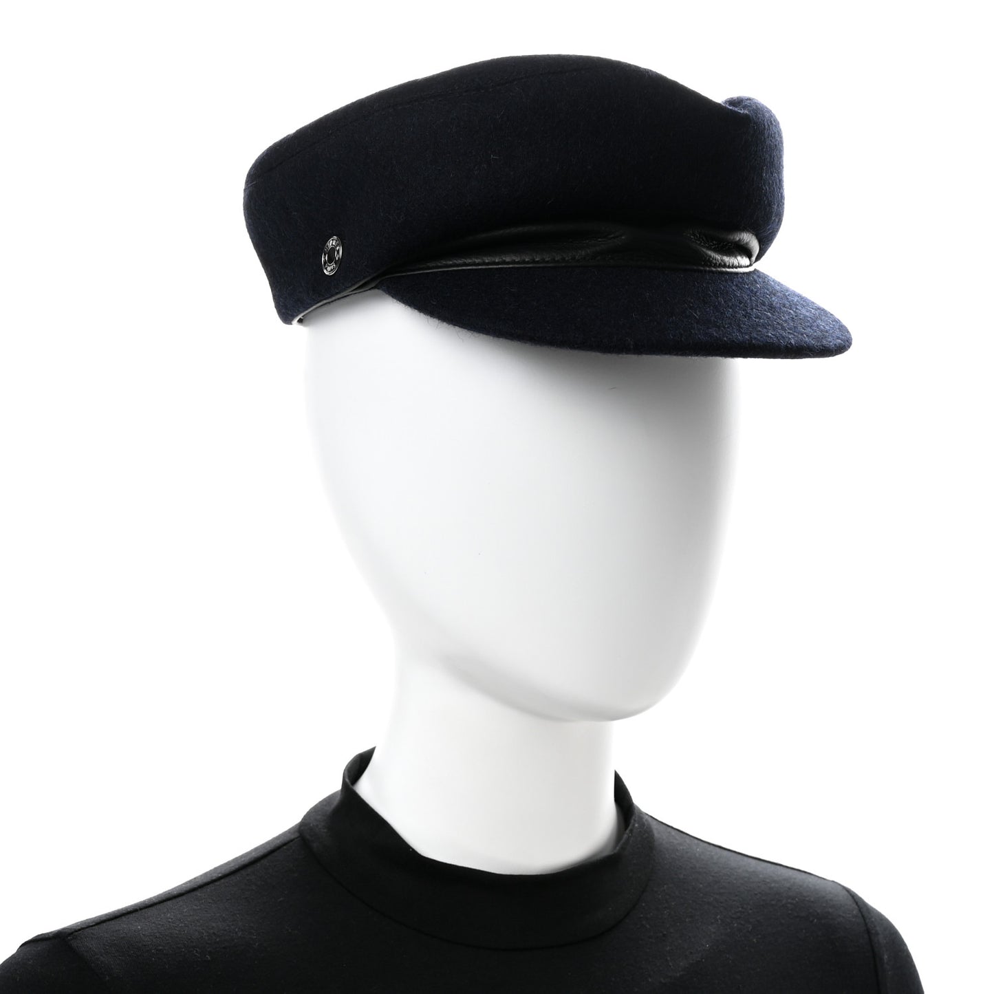 Wool Calfskin Dani Cap 57 Marine Black