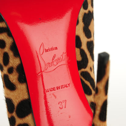 Christian Louboutin Pony Hair Jaguar Kid Leopard Print Pigalle Follies 100 Pumps 37 Brown 6 of 7