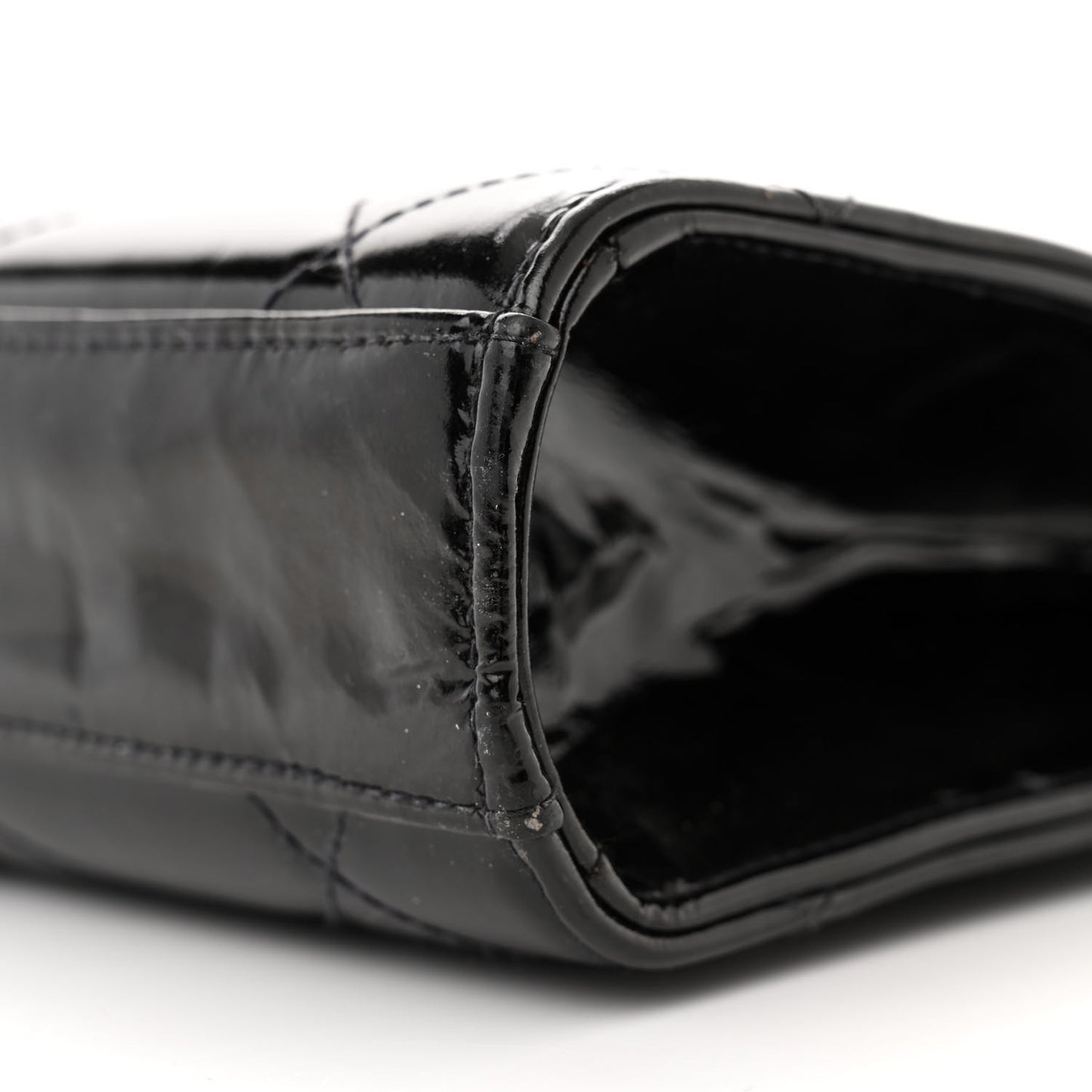 Patent Quilted Briefcase Laptop Bag Black