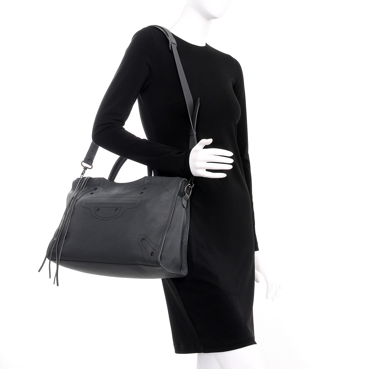 Balenciaga Veau Soyeux Perforated Blackout Hardware City Gris Fossile 2 of 8