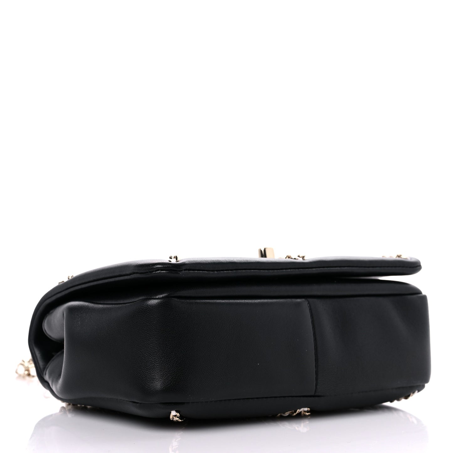 Lambskin Small Entwined Chain Flap Black
