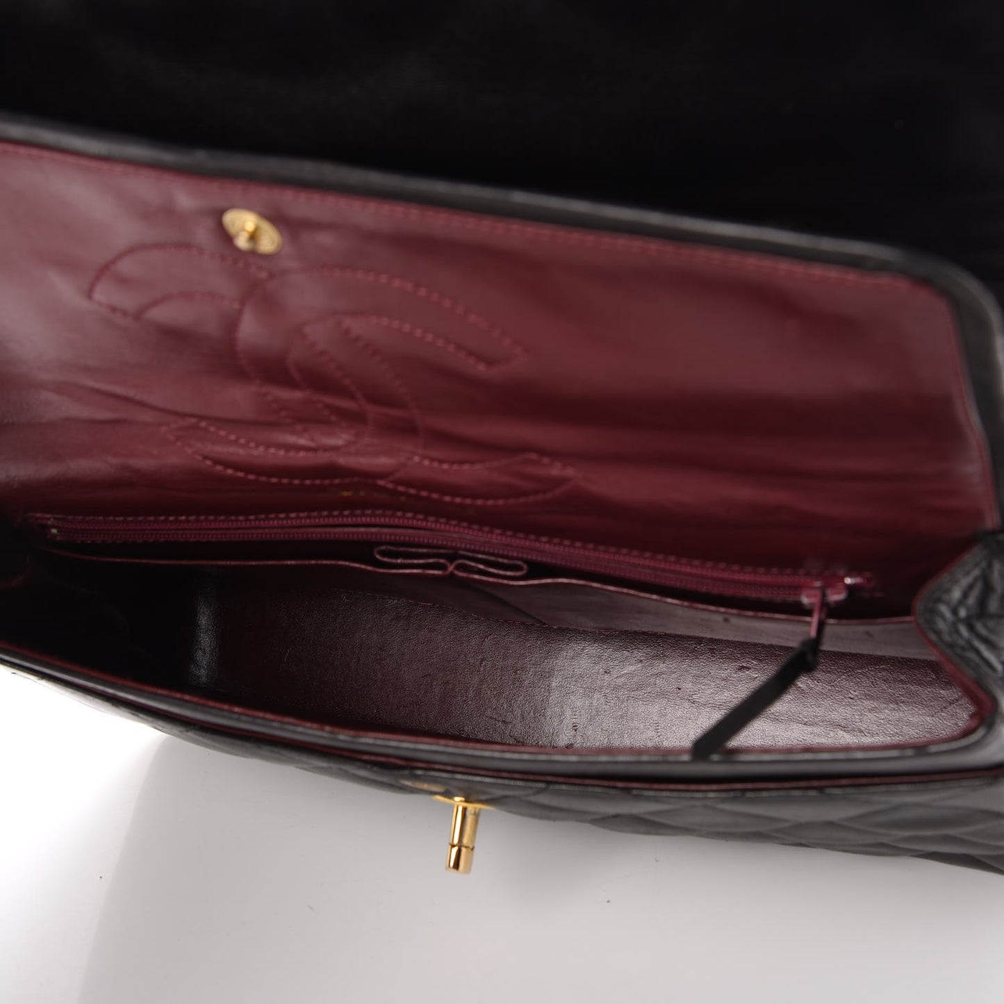 Lambskin Quilted Medium Double Flap Black