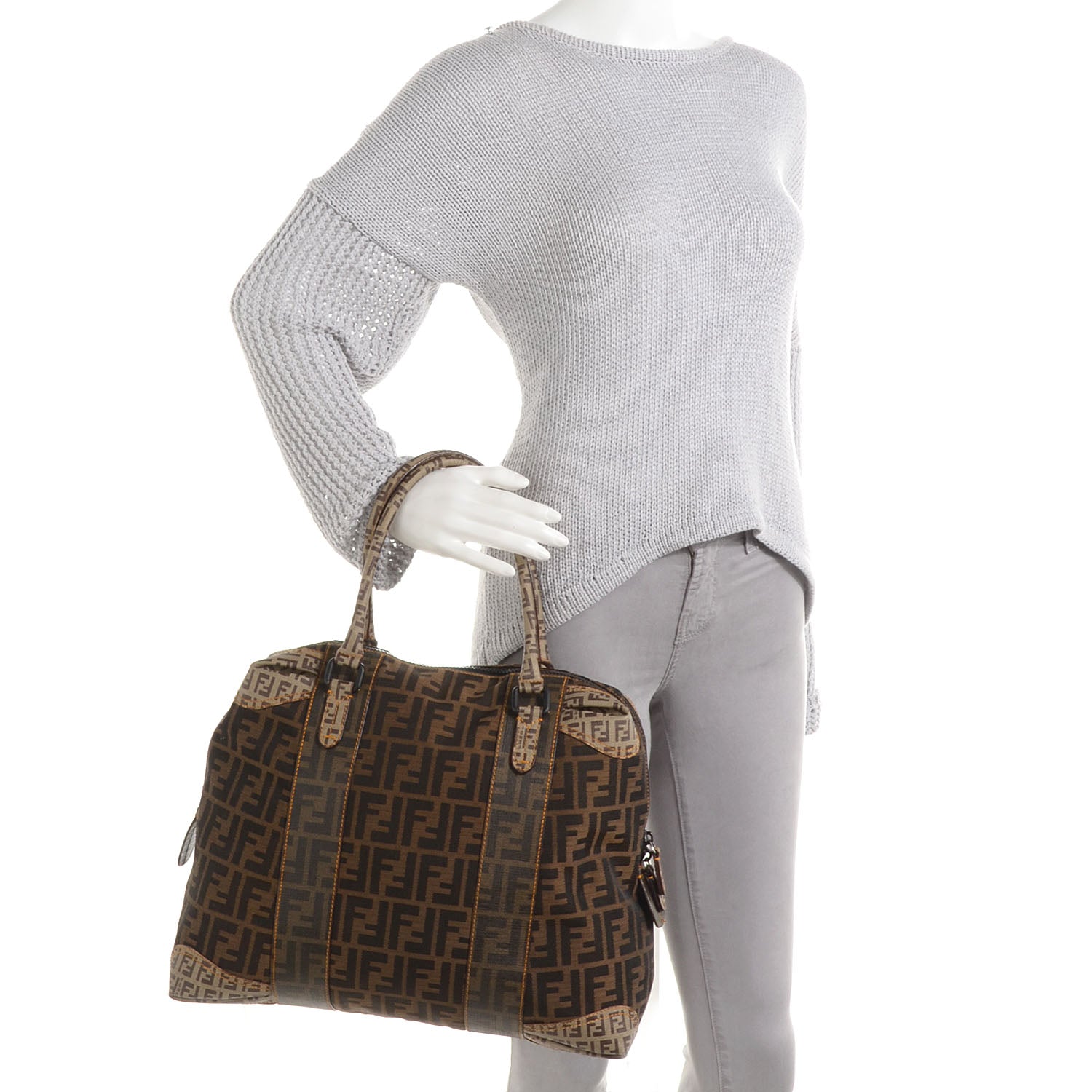 Fendi Zucca Zucchino Spalmati Large B Mix Tote Tobacco 2 of 10