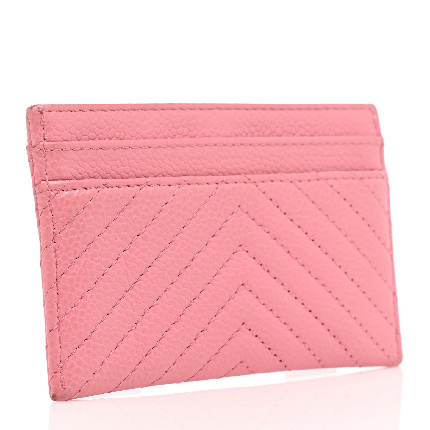 Caviar Chevron Quilted Boy Card Holder Pink