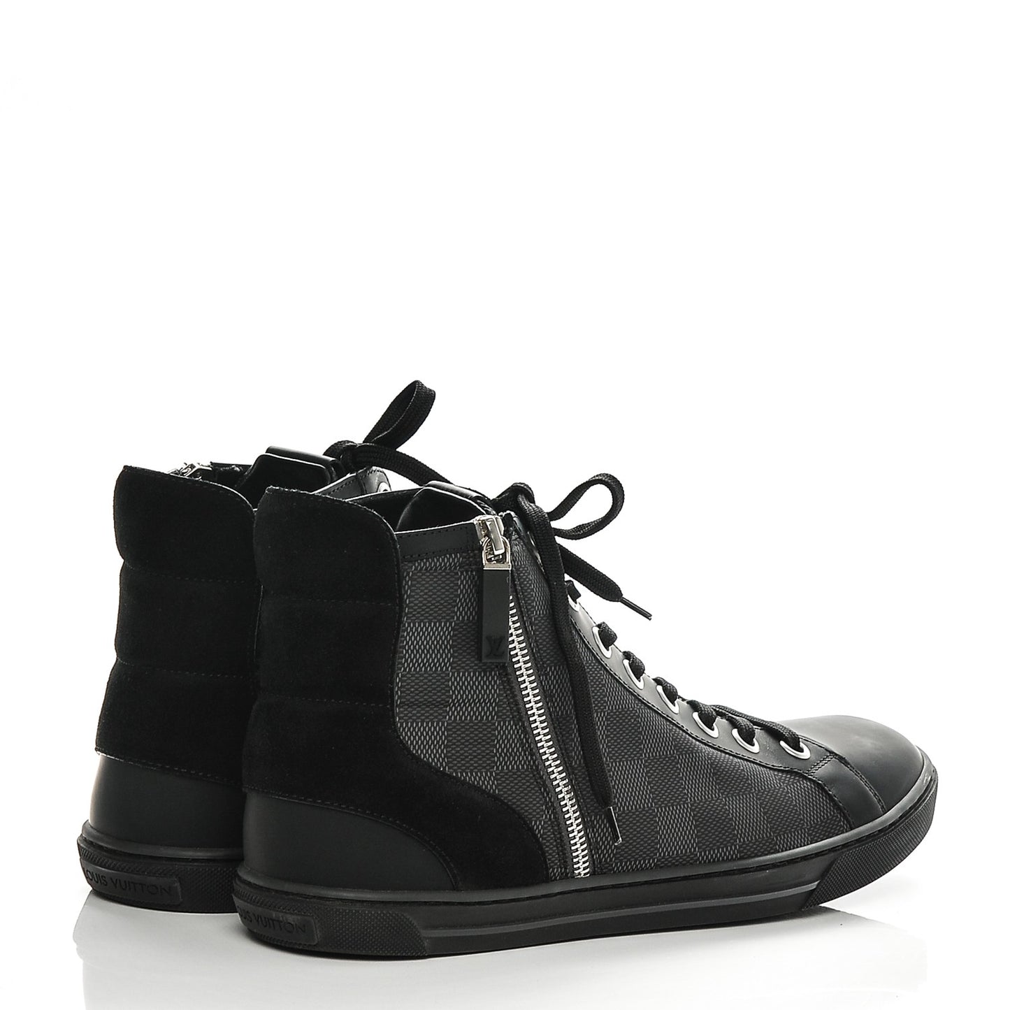 Damier Graphite Calfskin Suede Mens Aventure High Top Sneakers 8