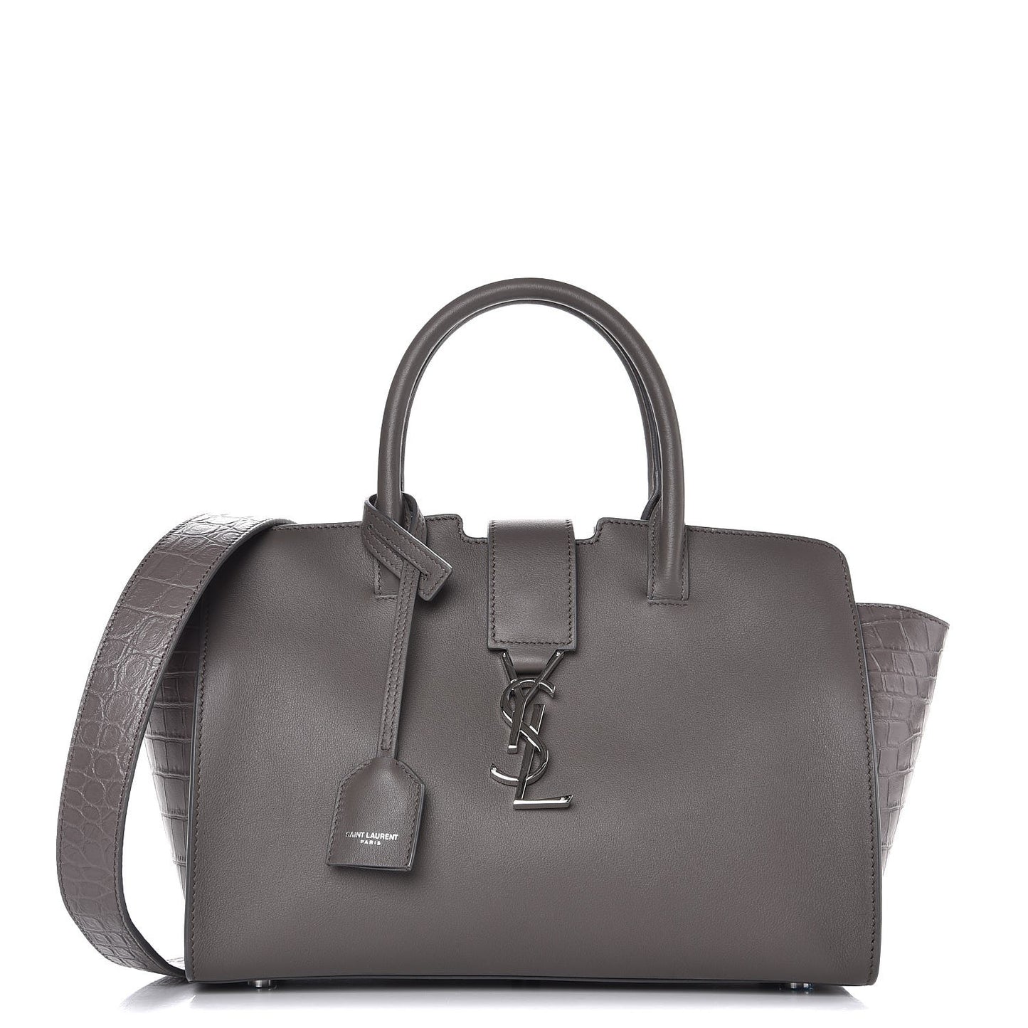 Calfskin Crocodile Embossed Baby Monogram Downtown Cabas Earth