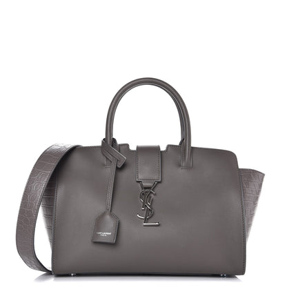 Saint Laurent Calfskin Crocodile Embossed Baby Monogram Downtown Cabas Earth 1 of 6