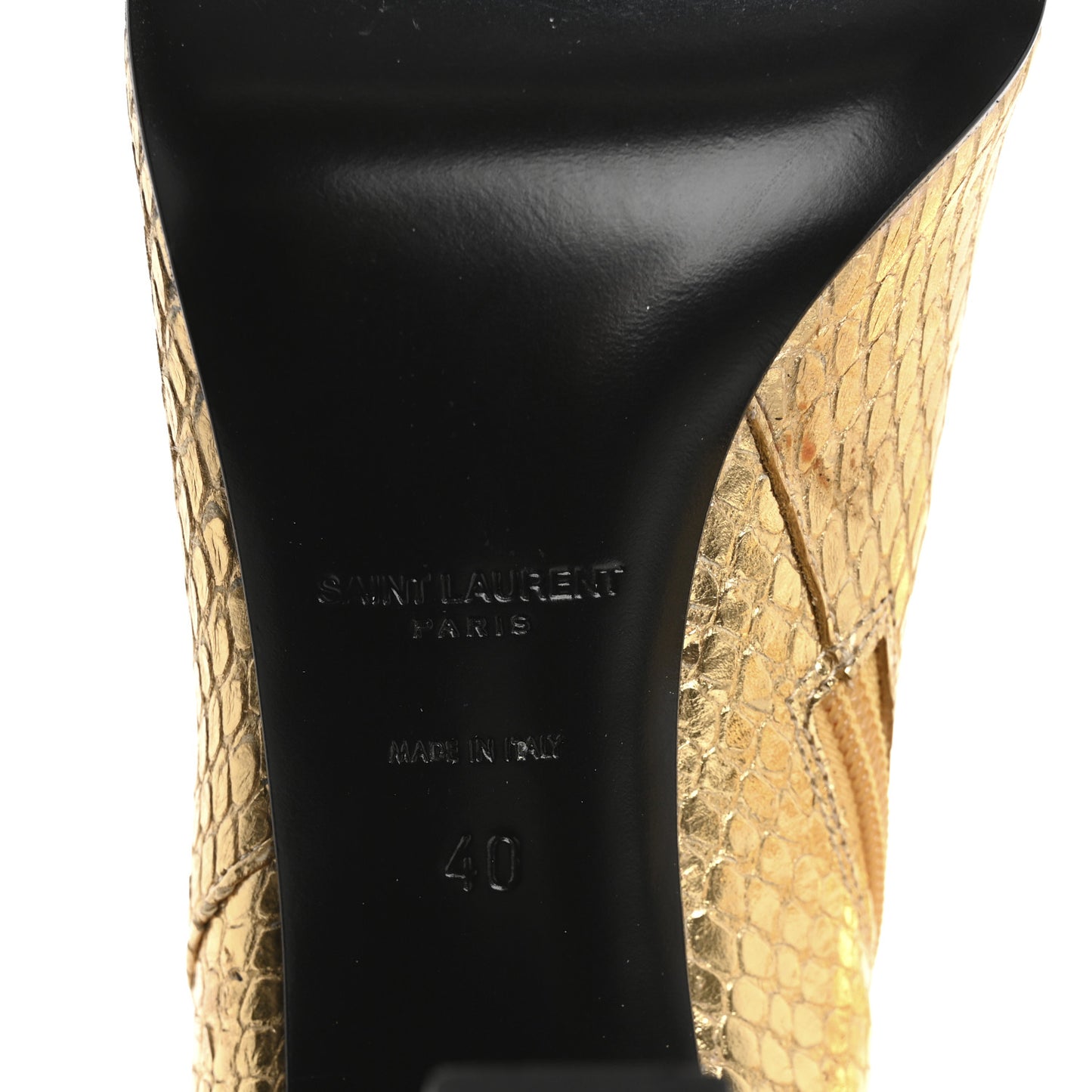 Metallic Calfskin Python Embossed Knee Boot 40 Gold