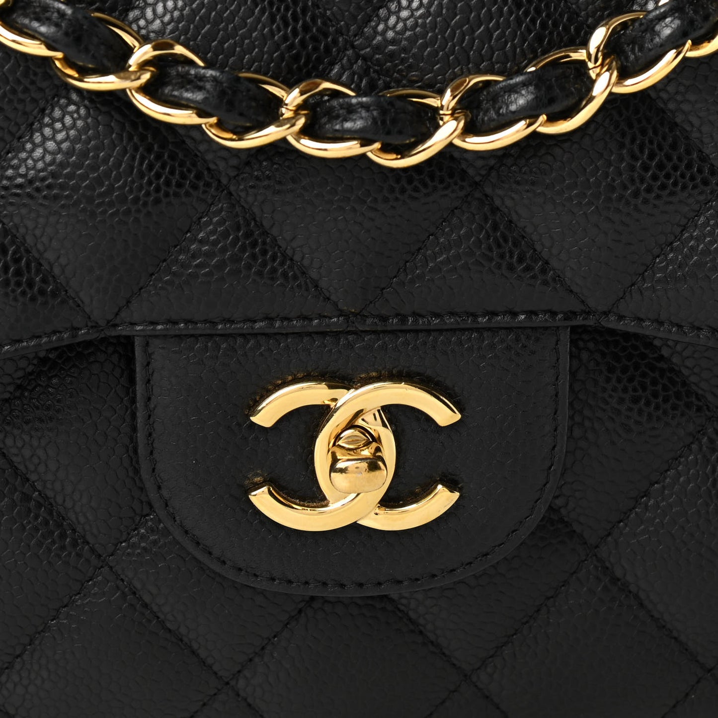 Caviar Quilted Jumbo Double Flap Black