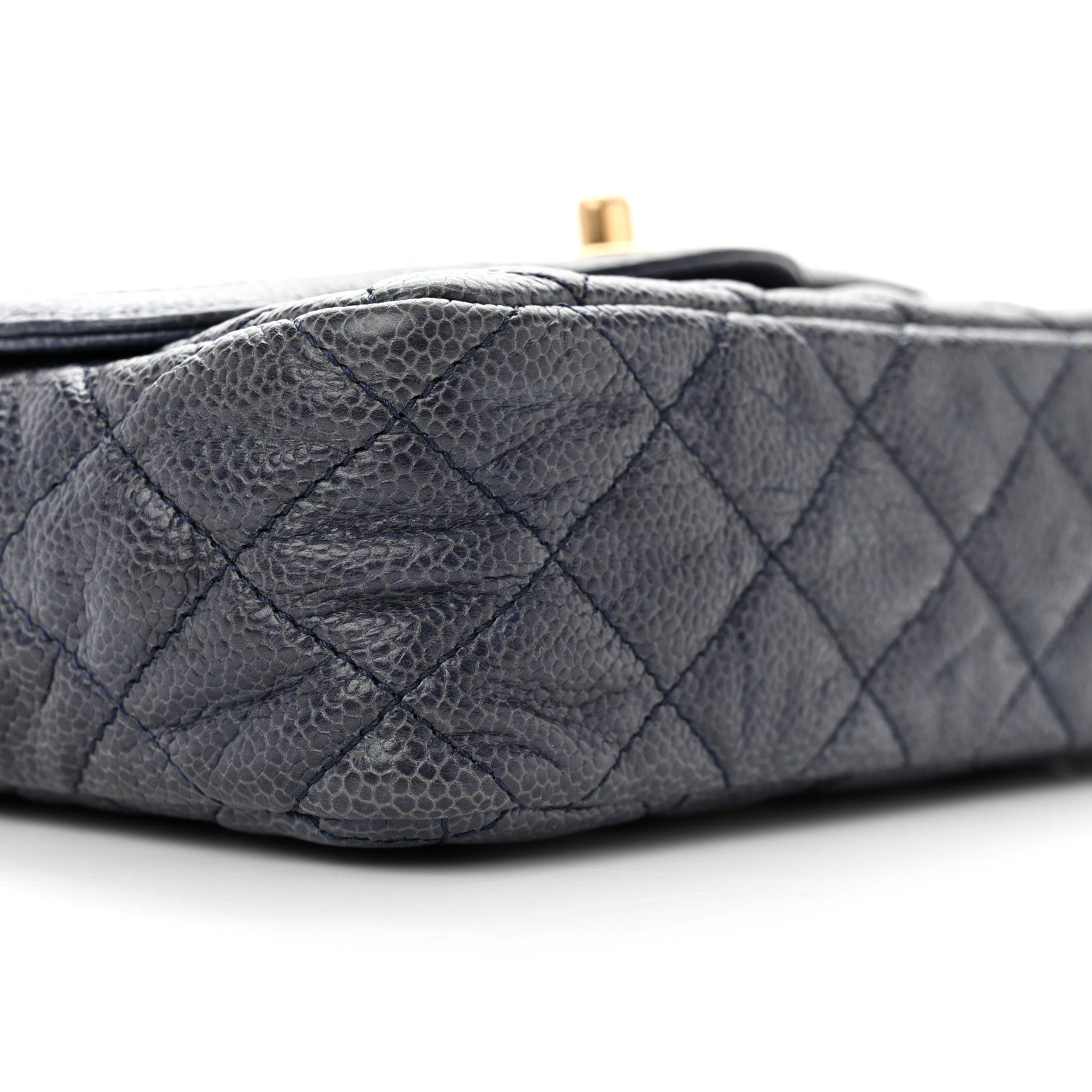 Chanel Crumpled Grained Calfskin Quilted Mini Two Tone Flap Blue 7 of 9