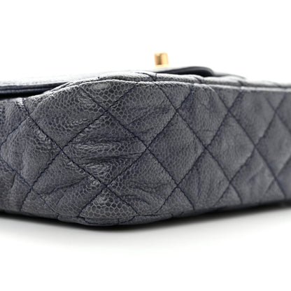 Chanel Crumpled Grained Calfskin Quilted Mini Two Tone Flap Blue 7 of 9