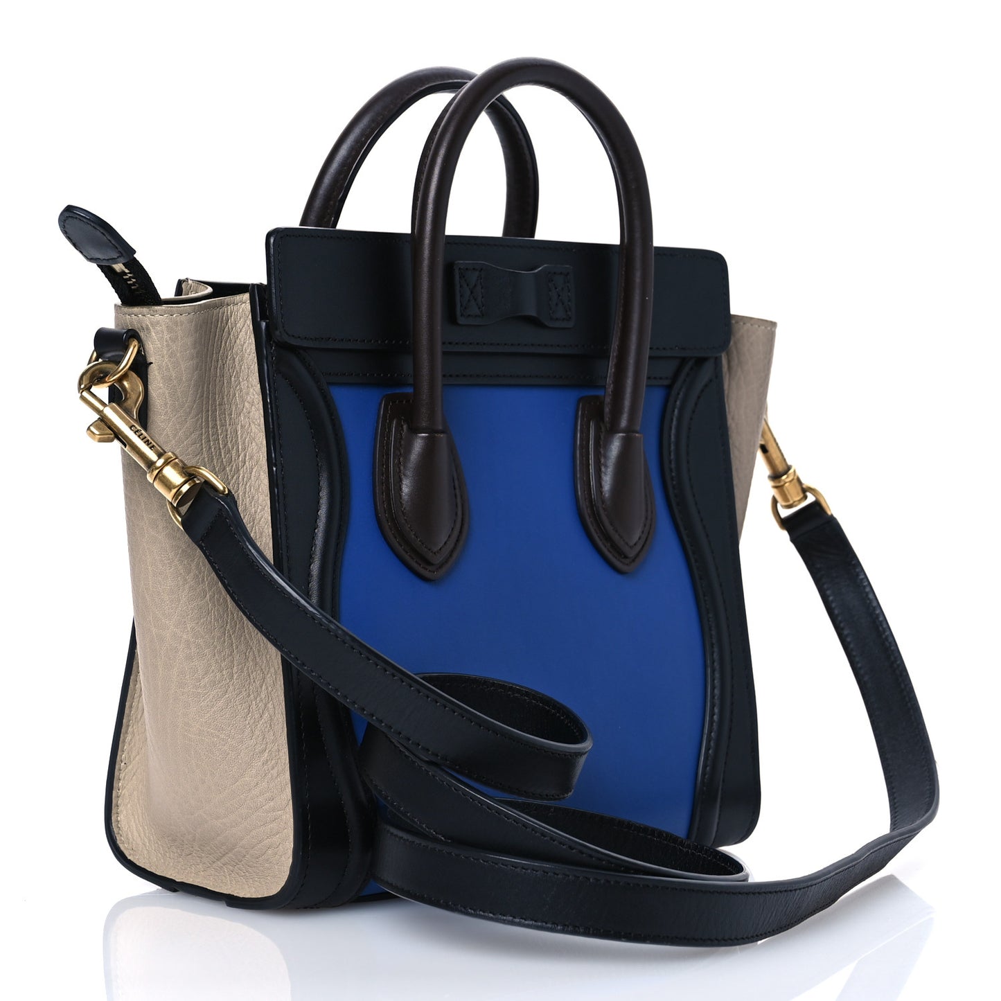 Smooth Calfskin Bullhide Nano Tri-Color Luggage Indigo
