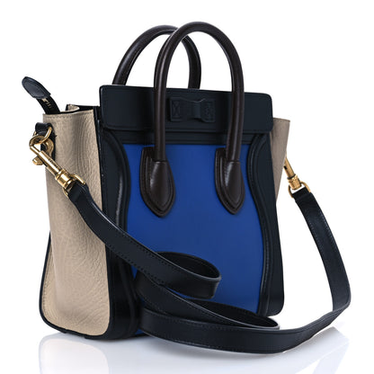 Celine Smooth Calfskin Bullhide Nano Tri-Color Luggage Indigo 3 of 14