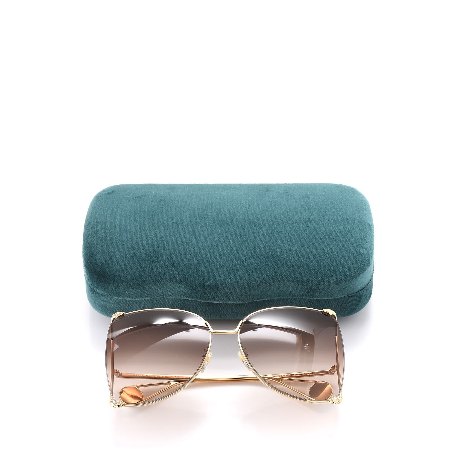 Gucci Oversized Round Sunglasses GG0252S Gold Brown 9 of 9