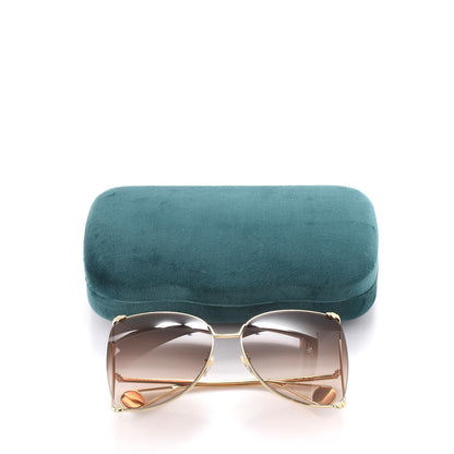 Gucci Oversized Round Sunglasses GG0252S Gold Brown 9 of 9