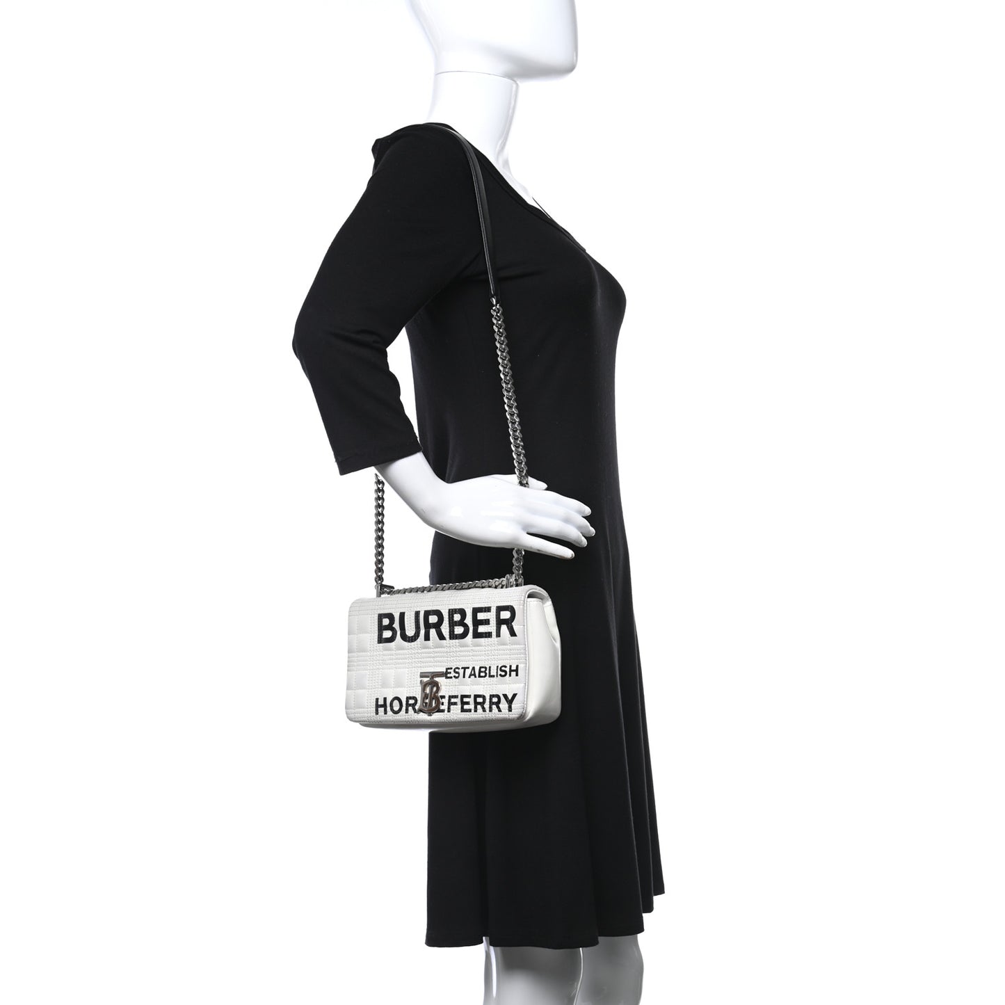 Patent Quilted Horseferry Print Small Lola Bag White