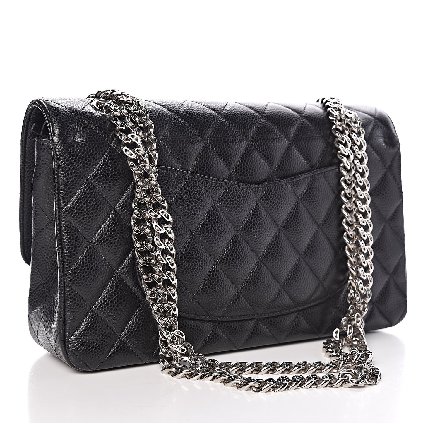 Caviar Quilted Medium Double Flap Bijoux Chain Black