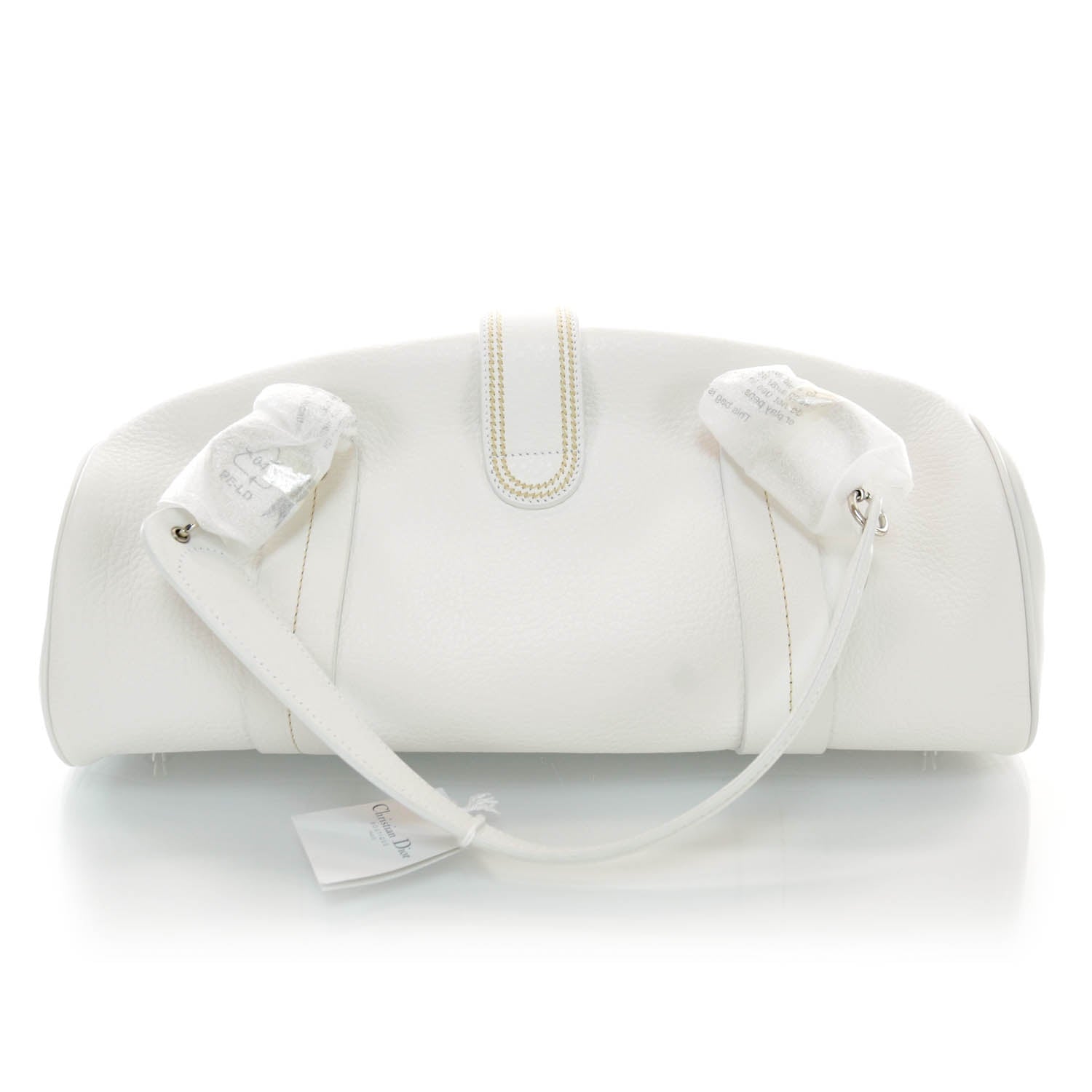 Christian Dior CHRISTIAN DIOR Leather Charm Fermoir Satchel White 3 of 7