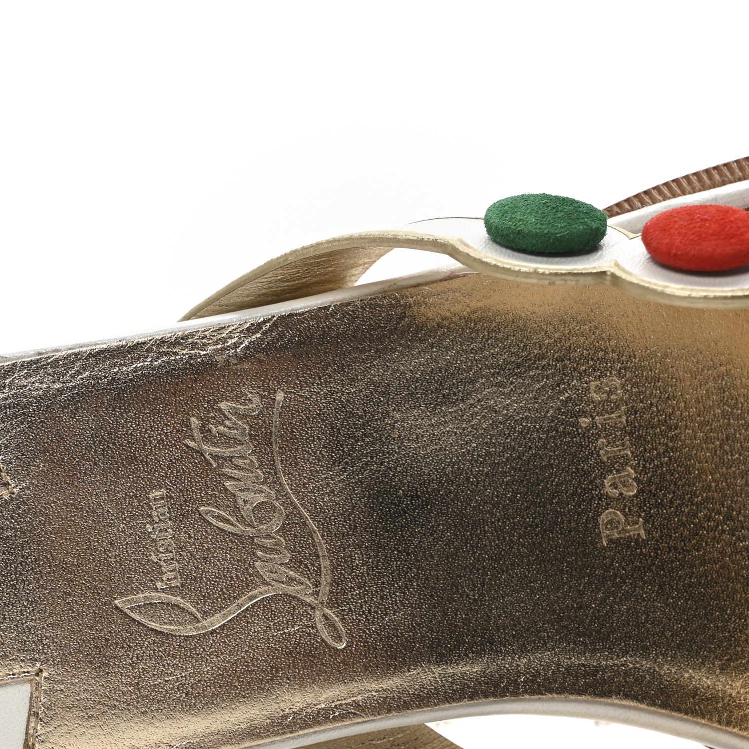 Christian Louboutin Kid Suede Smarta Flat Sandals 36.5 White Multicolor 8 of 8