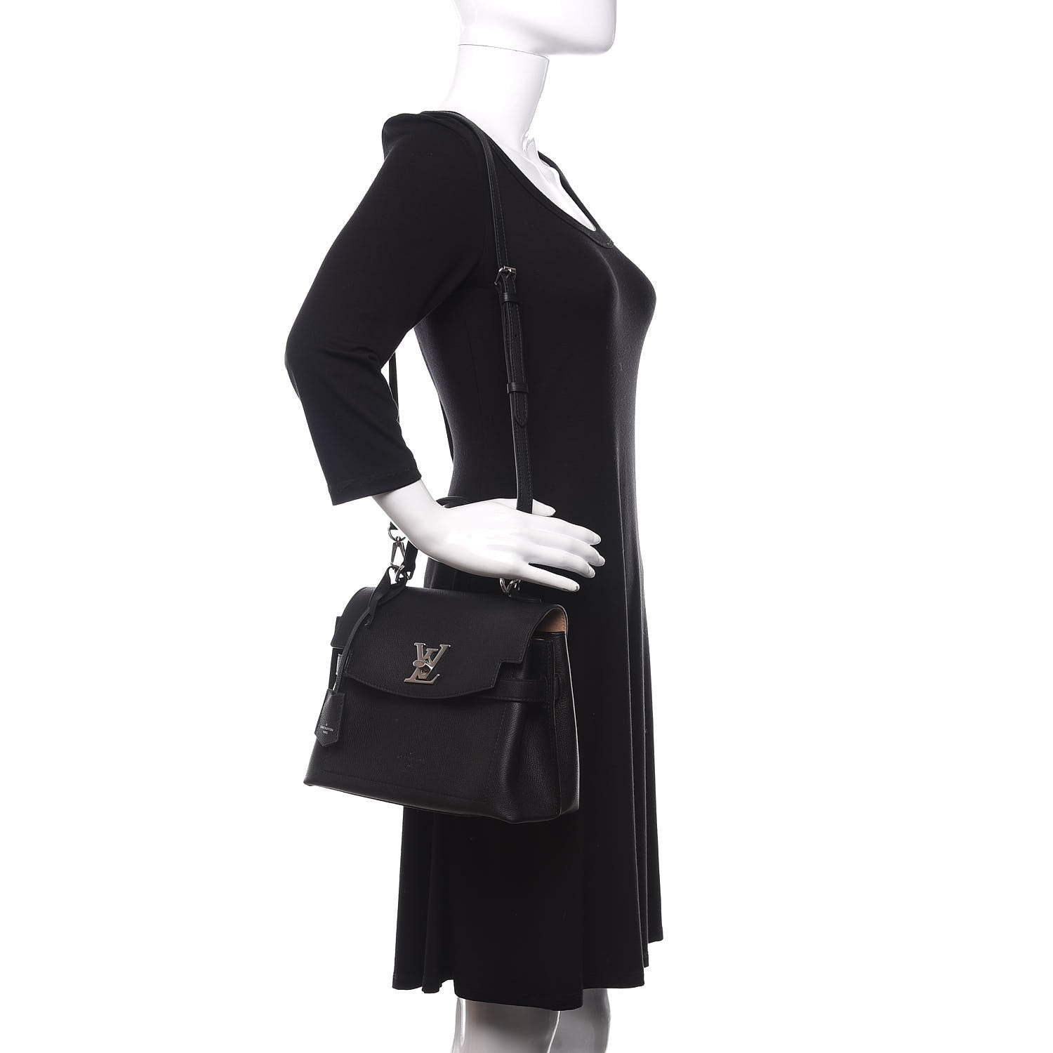 Louis Vuitton Calfskin Lockme Ever BB Black 2 of 10