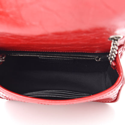 Saint Laurent Crinkled Calfskin Matelasse Monogram Niki Chain Wallet Red 5 of 11