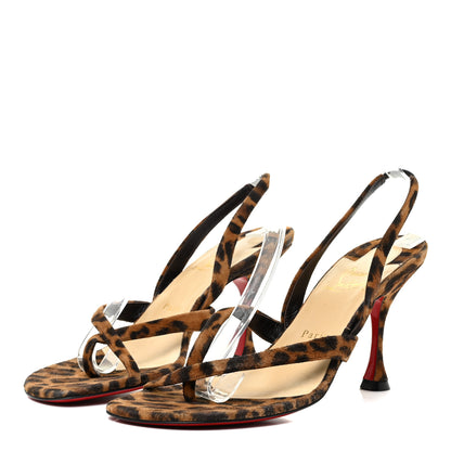 Christian Louboutin Veau Velours Taralita 85 Thong Sandals 39.5 Leo 3 of 13