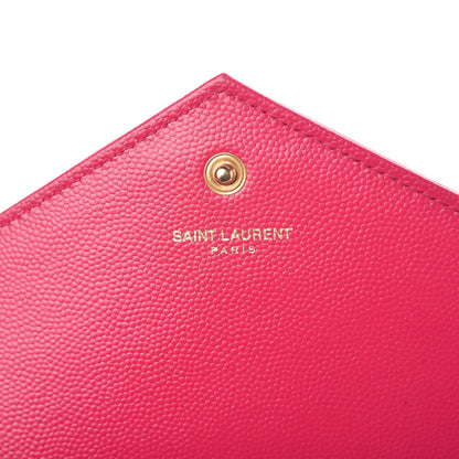 Saint Laurent Grain De Poudre Matelasse Chevron Monogram Chain Wallet Bubblegum 8 of 9