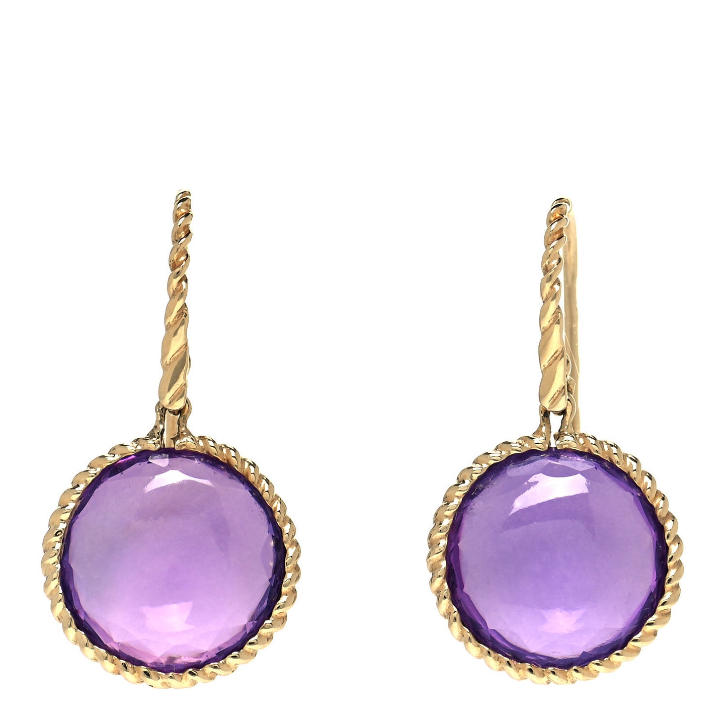 18K Yellow Gold Amethyst Ipanema Round Drop Earrings