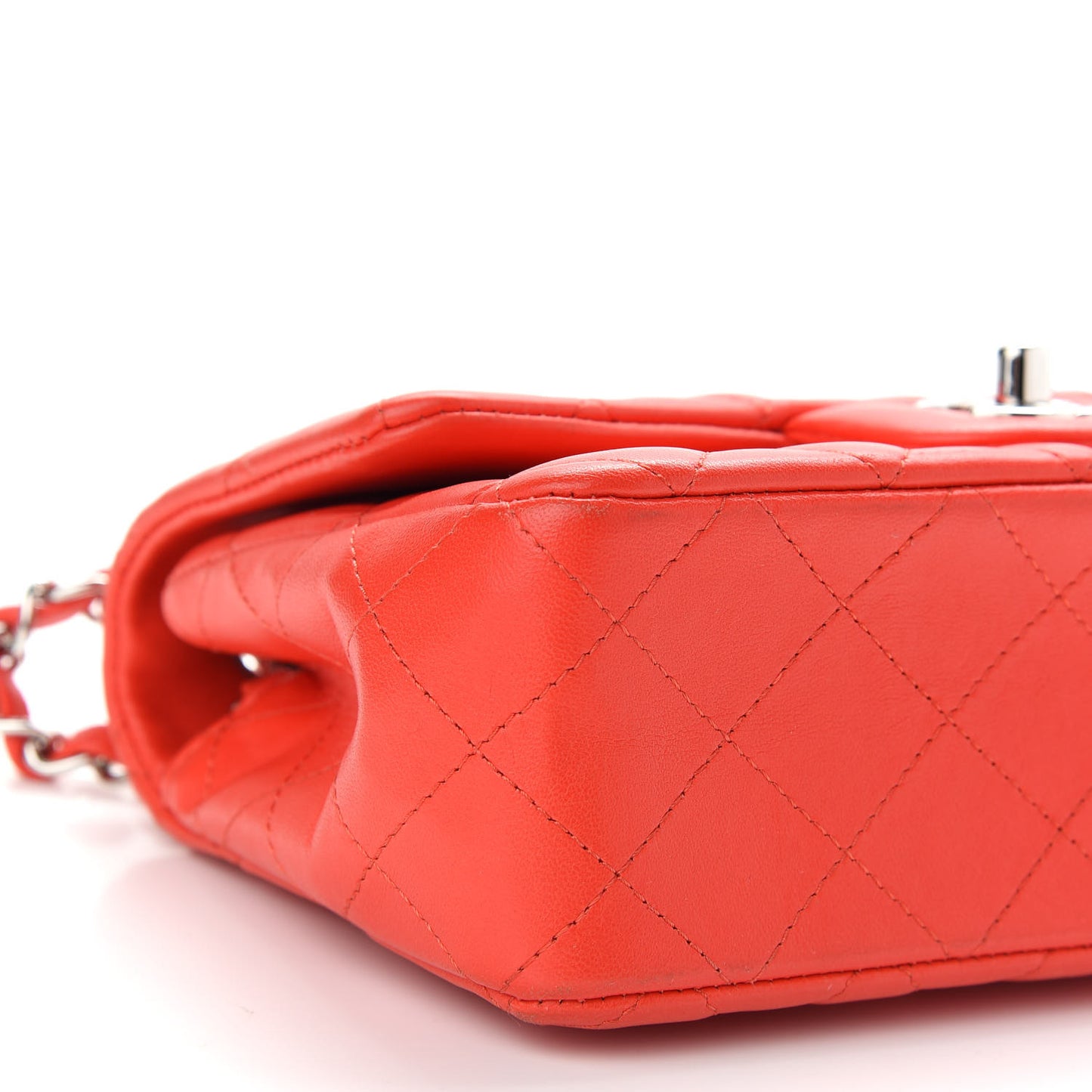 Lambskin Quilted Mini Rectangular Flap Red