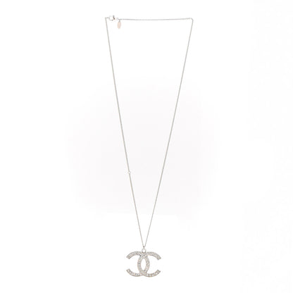 Chanel Crystal Large CC Necklace Silver 3 of 7