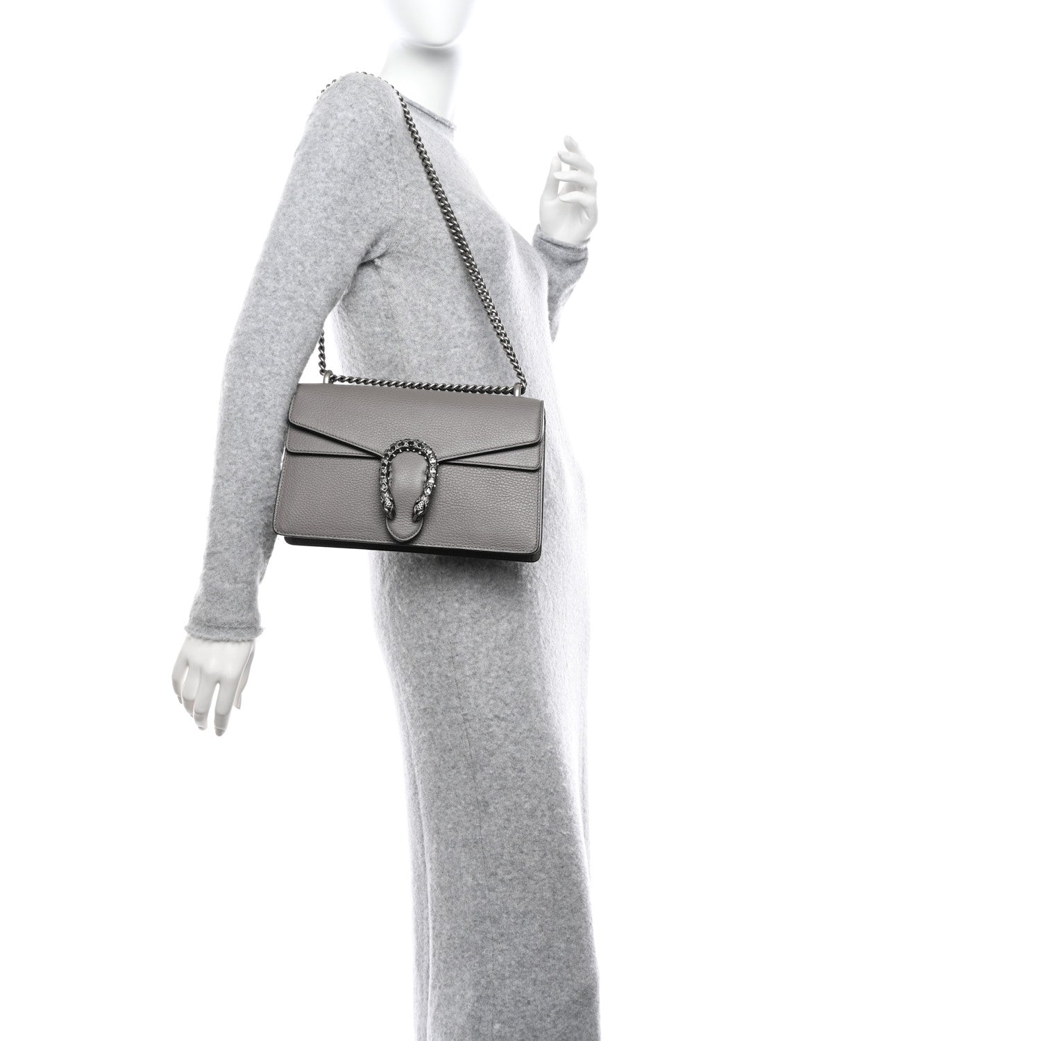 Gucci Pebbled Calfskin Small Dionysus Shoulder Bag Dusty Grey 2 of 9